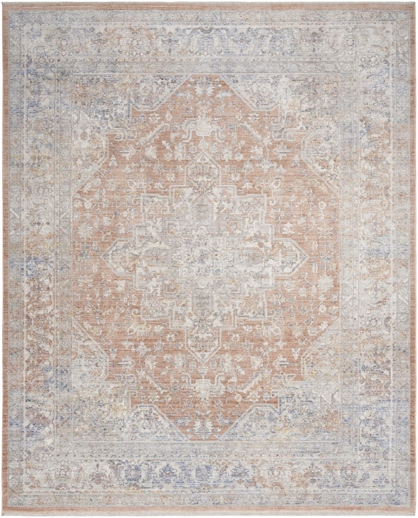 Homeroots 8' X 10' Brown And Blue Oriental Power Loom Distressed Area Rug With Fringe  Polyester 533440
