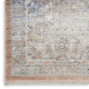 HomeRoots 8' Distressed Brown and Blue Oriental Area Rug with Fringed Edges for Timeless Elegance and Comfort 8' X 10' 533440