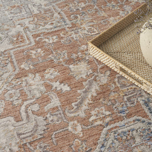 Homeroots 8' X 10' Brown And Blue Oriental Power Loom Distressed Area Rug With Fringe  Polyester 533440