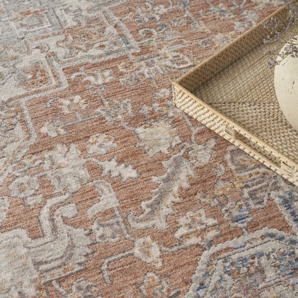 Homeroots 8' X 10' Brown And Blue Oriental Power Loom Distressed Area Rug With Fringe  Polyester 533440