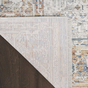 Homeroots 8' X 10' Ivory Blue And Orange Oriental Power Loom Distressed Area Rug With Fringe  Polyester 533441