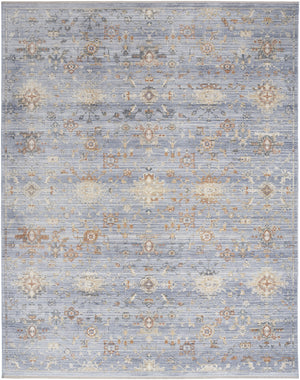 Homeroots 8' X 10' Blue And Ivory Oriental Power Loom Distressed Area Rug With Fringe  Polyester 533442