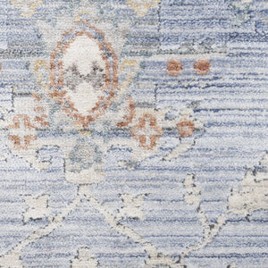 HomeRoots 8' Blue and Ivory Oriental Power Loomed Area Rug with Fringed Edges for Timeless Elegance 8' X 10' 533442
