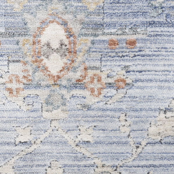 HomeRoots 8' Blue and Ivory Oriental Power Loomed Area Rug with Fringed Edges for Timeless Elegance 8' X 10' 533442