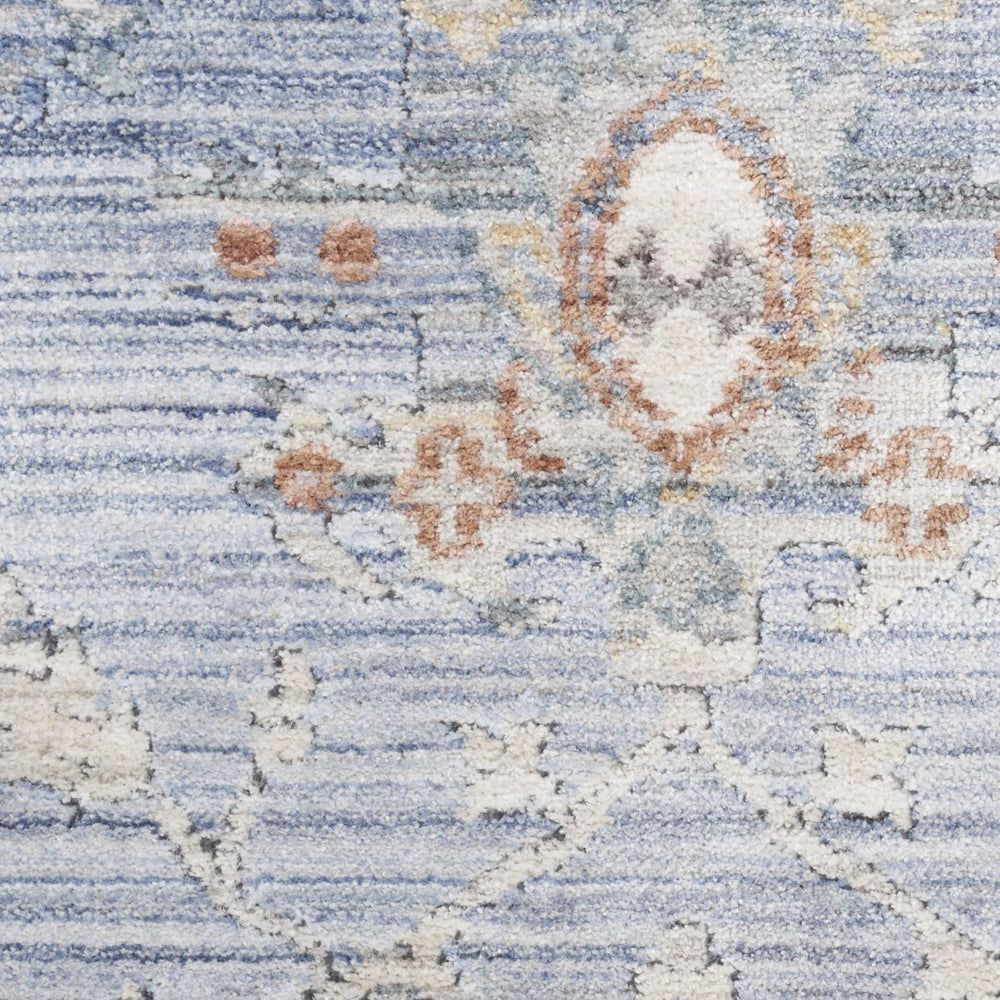 HomeRoots 8' Blue and Ivory Oriental Power Loomed Area Rug with Fringed Edges for Timeless Elegance 8' X 10' 533442