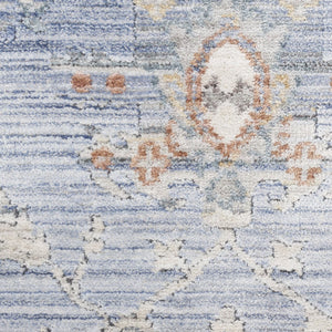 HomeRoots 8' Blue and Ivory Oriental Power Loomed Area Rug with Fringed Edges for Timeless Elegance 8' X 10' 533442
