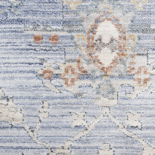 HomeRoots 8' Blue and Ivory Oriental Power Loomed Area Rug with Fringed Edges for Timeless Elegance 8' X 10' 533442