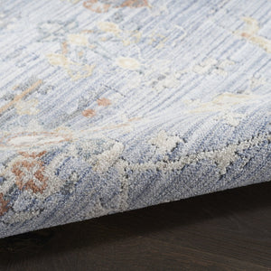 HomeRoots 8' Blue and Ivory Oriental Power Loomed Area Rug with Fringed Edges for Timeless Elegance 8' X 10' 533442