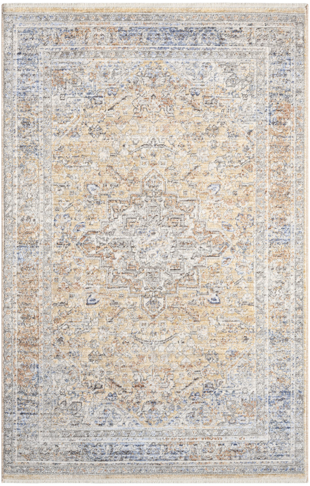 Homeroots 3' X 5' Gray And Gold Oriental Power Loom Distressed Area Rug  Polyester 533451