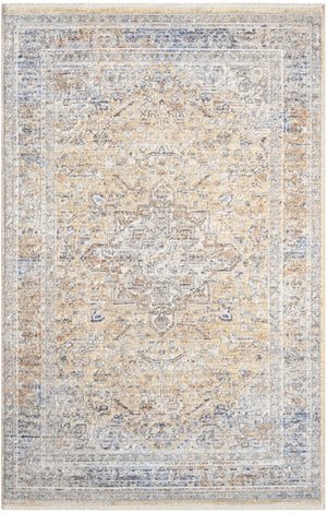 Homeroots 3' X 5' Gray And Gold Oriental Power Loom Distressed Area Rug  Polyester 533451