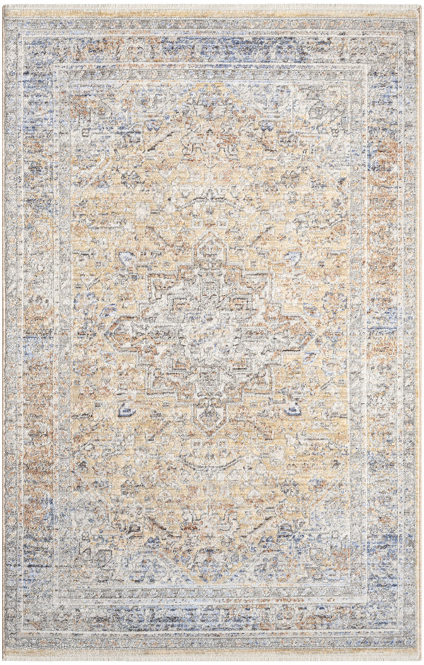 Homeroots 3' X 5' Gray And Gold Oriental Power Loom Distressed Area Rug  Polyester 533451