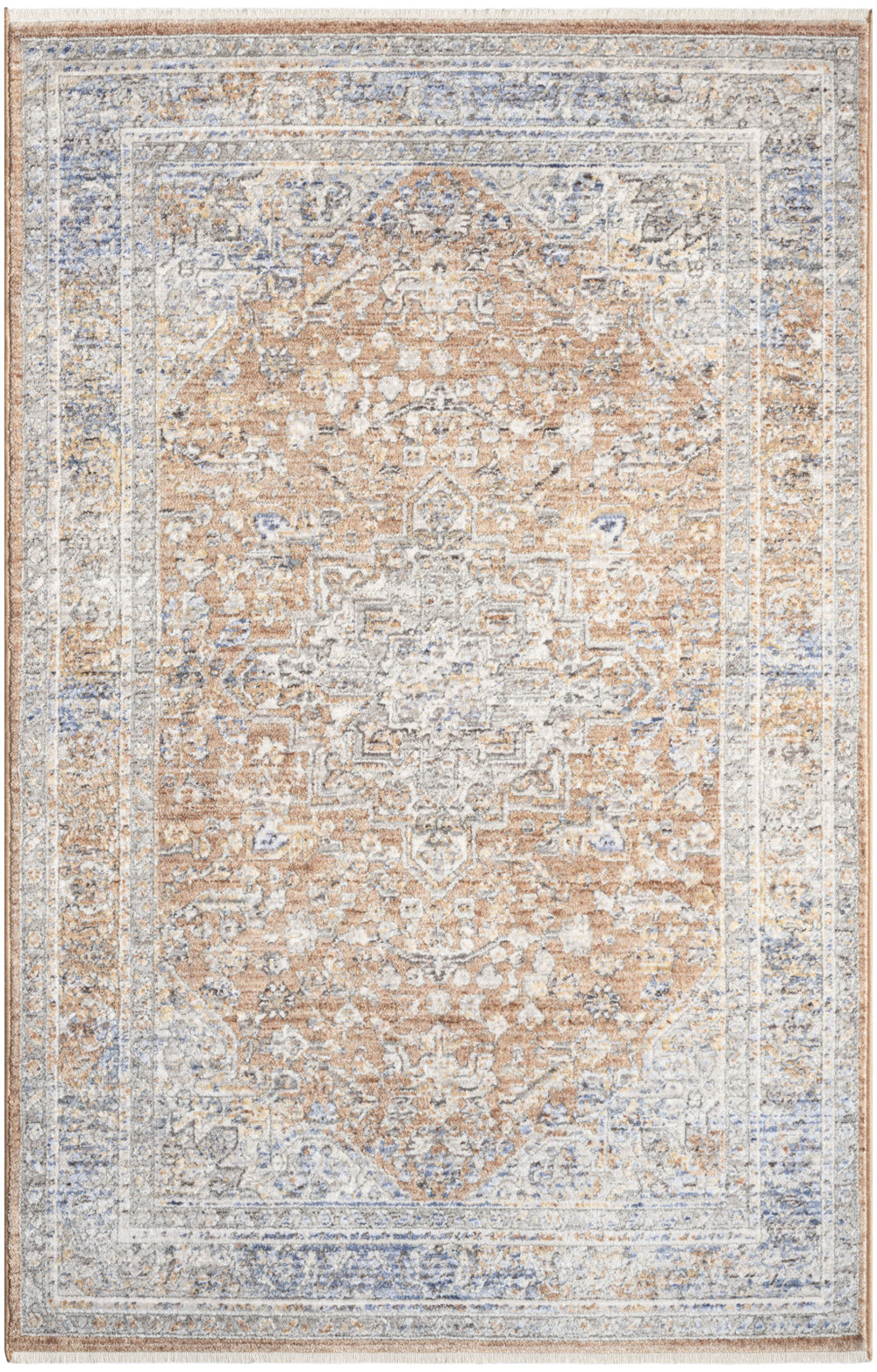 Homeroots 3' X 5' Brown And Blue Oriental Power Loom Distressed Area Rug  Polyester 533453