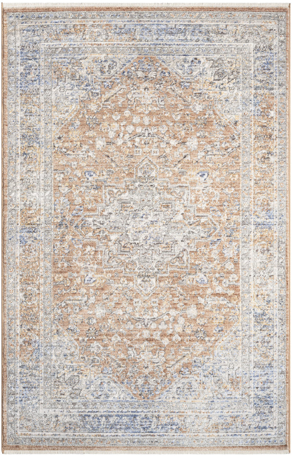 Homeroots 3' X 5' Brown And Blue Oriental Power Loom Distressed Area Rug  Polyester 533453