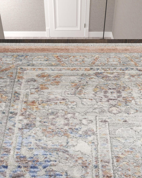 Homeroots 12' Brown And Blue Oriental Power Loom Distressed Runner Rug  Polyester 533457