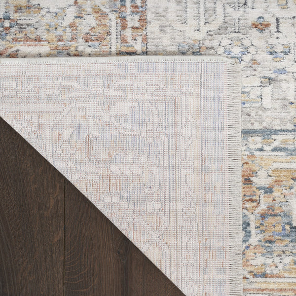 Homeroots 12' Ivory Blue And Orange Oriental Power Loom Distressed Runner Rug  Polyester 533458