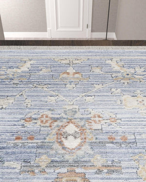 Homeroots 12' Blue And Ivory Oriental Power Loom Distressed Runner Rug  Polyester 533459