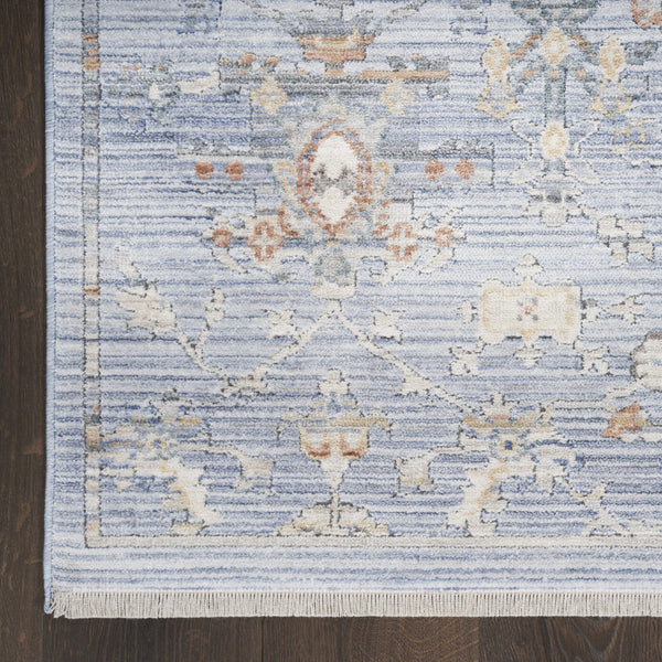 Homeroots 12' Blue And Ivory Oriental Power Loom Distressed Runner Rug  Polyester 533459
