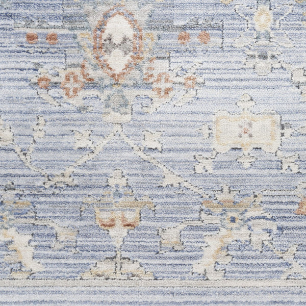 Homeroots 12' Blue And Ivory Oriental Power Loom Distressed Runner Rug  Polyester 533459
