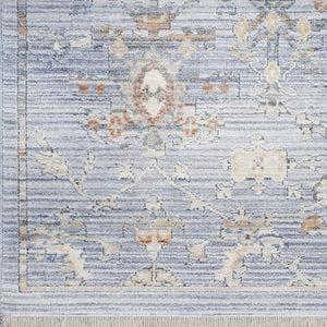 Homeroots 12' Blue And Ivory Oriental Power Loom Distressed Runner Rug  Polyester 533459