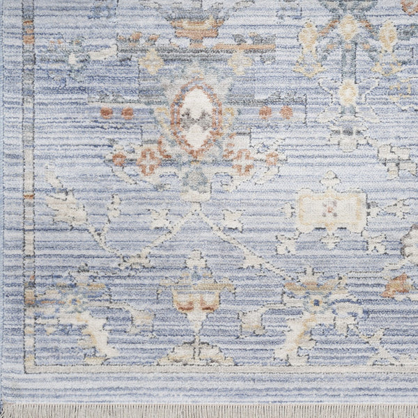 Homeroots 12' Blue And Ivory Oriental Power Loom Distressed Runner Rug  Polyester 533459