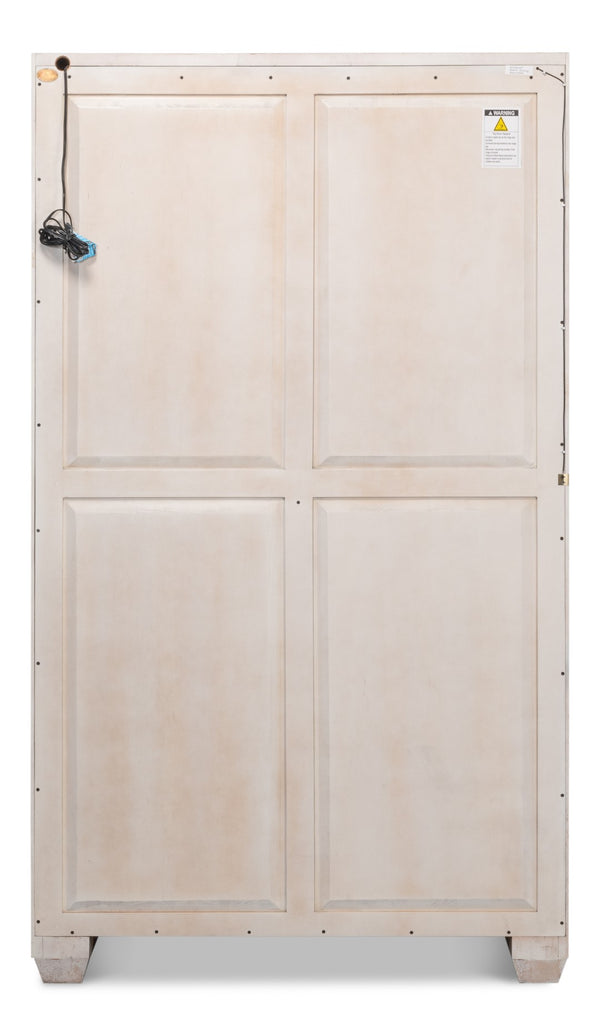 Sarreid Vineyards Bar Cabinet In Bungalow White & Pale Grey - Stylish Beechwood & Gunmetal Design White  53345