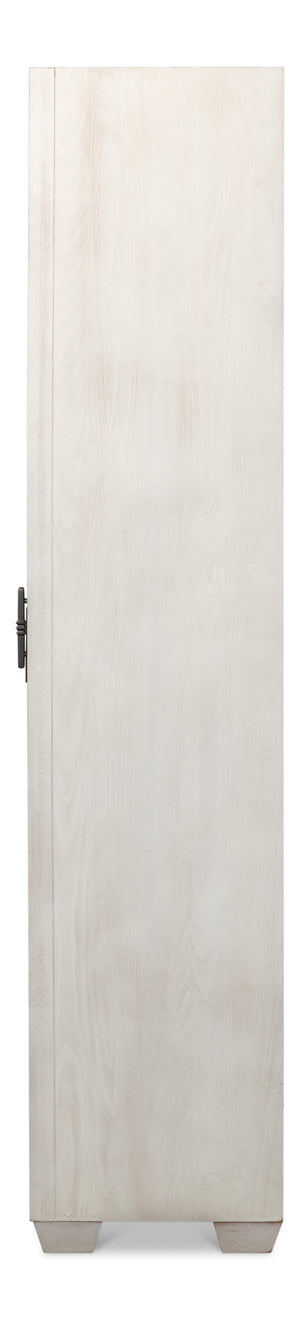 Sarreid Vineyards Bar Cabinet In Bungalow White & Pale Grey - Stylish Beechwood & Gunmetal Design White  53345