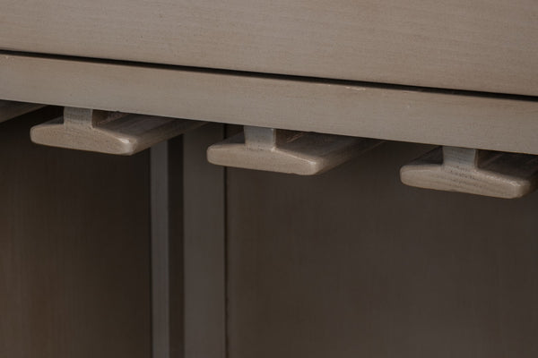 Sarreid Vineyards Bar Cabinet In Bungalow White & Pale Grey - Stylish Beechwood & Gunmetal Design White  53345