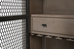 Sarreid Vineyards Bar Cabinet In Bungalow White & Pale Grey - Stylish Beechwood & Gunmetal Design White  53345