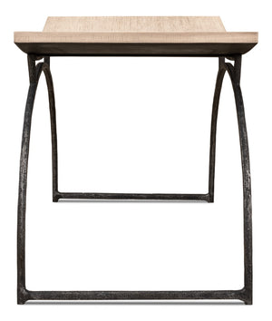 Sarreid Britton Bench - Rustic Flaky Pine Finish With Hand Forged Iron For Stunning Home Decor And Comfort Beige  53346