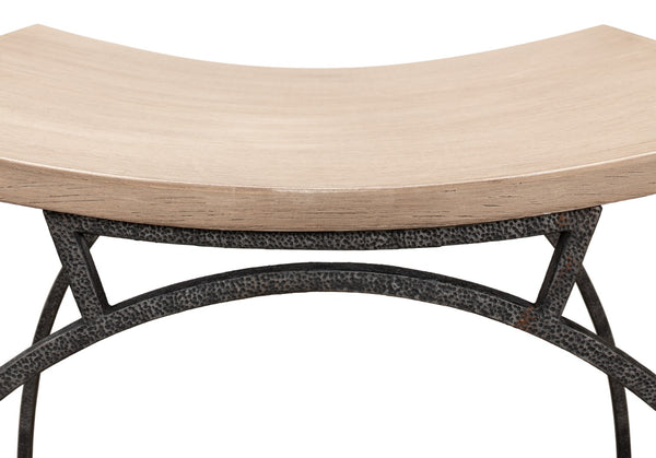 Sarreid Britton Bench - Rustic Flaky Pine Finish With Hand Forged Iron For Stunning Home Decor And Comfort Beige  53346