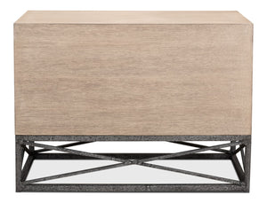 Sarreid Blyth 2 Drawer Chest - Flaky Pine Finish With Hand Forged Iron Accents For Rustic Charm & Storage Beige  53347