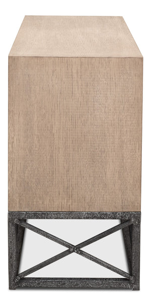 Sarreid Blyth 2 Drawer Chest - Flaky Pine Finish With Hand Forged Iron Accents For Rustic Charm & Storage Beige  53347