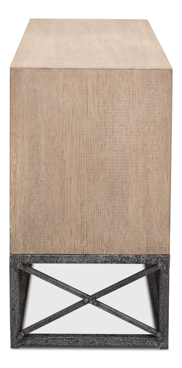 Sarreid Blyth 2 Drawer Chest - Flaky Pine Finish With Hand Forged Iron Accents For Rustic Charm & Storage Beige  53347