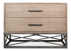 Sarreid Blyth 2 Drawer Chest - Flaky Pine Finish With Hand Forged Iron Accents For Rustic Charm & Storage Beige  53347
