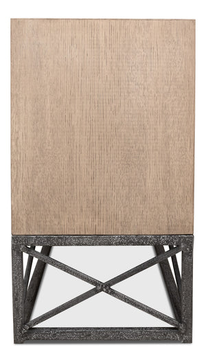 Sarreid Blyth 2 Drawer Chest - Flaky Pine Finish With Hand Forged Iron Accents For Rustic Charm & Storage Beige  53347