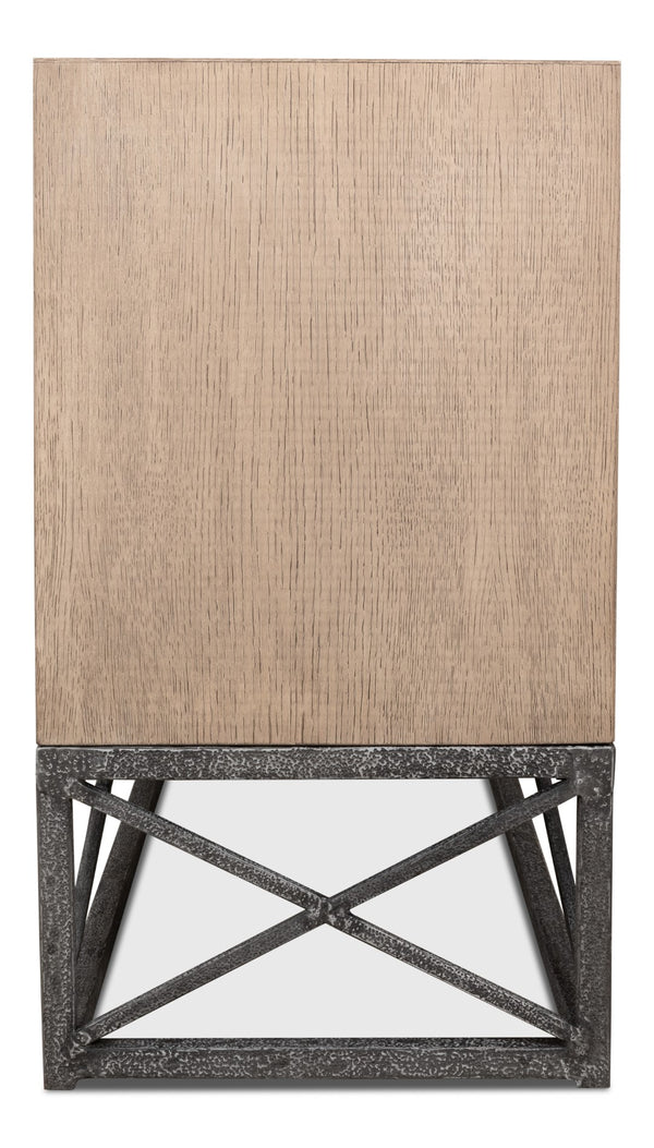 Sarreid Blyth 2 Drawer Chest - Flaky Pine Finish With Hand Forged Iron Accents For Rustic Charm & Storage Beige  53347