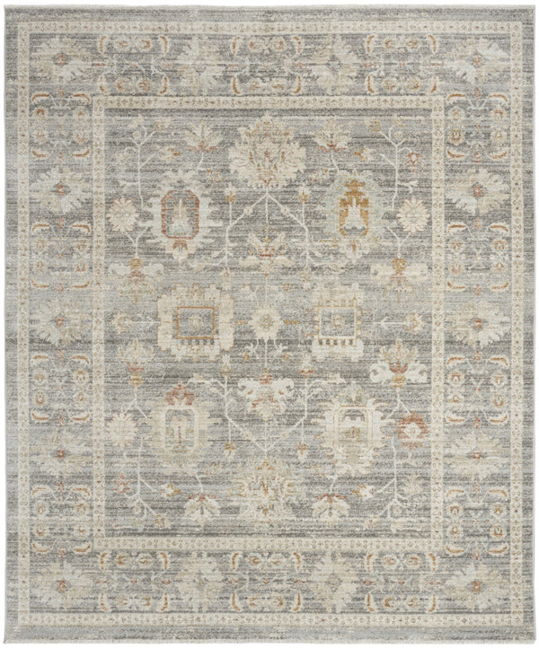 Homeroots 8' X 10' Beige Ivory And Gray Oriental Power Loom Distressed Area Rug With Fringe  Polypropylene 533480
