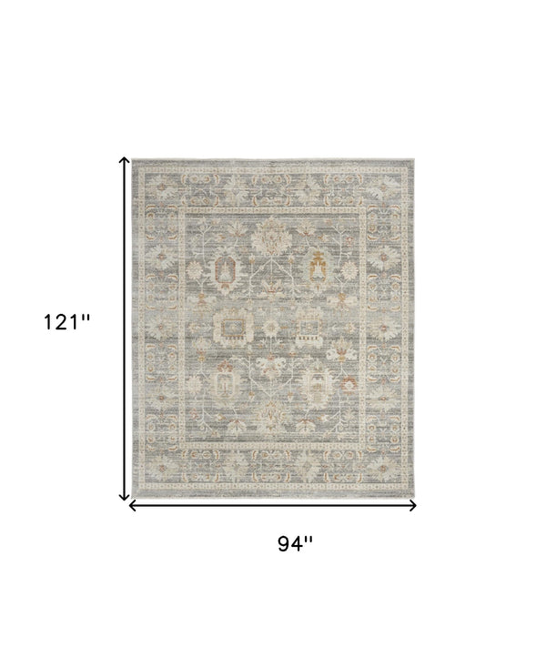 Homeroots 8' X 10' Beige Ivory And Gray Oriental Power Loom Distressed Area Rug With Fringe  Polypropylene 533480