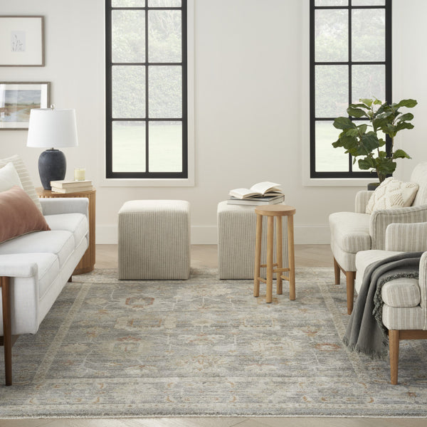 Homeroots 8' X 10' Beige Ivory And Gray Oriental Power Loom Distressed Area Rug With Fringe  Polypropylene 533480