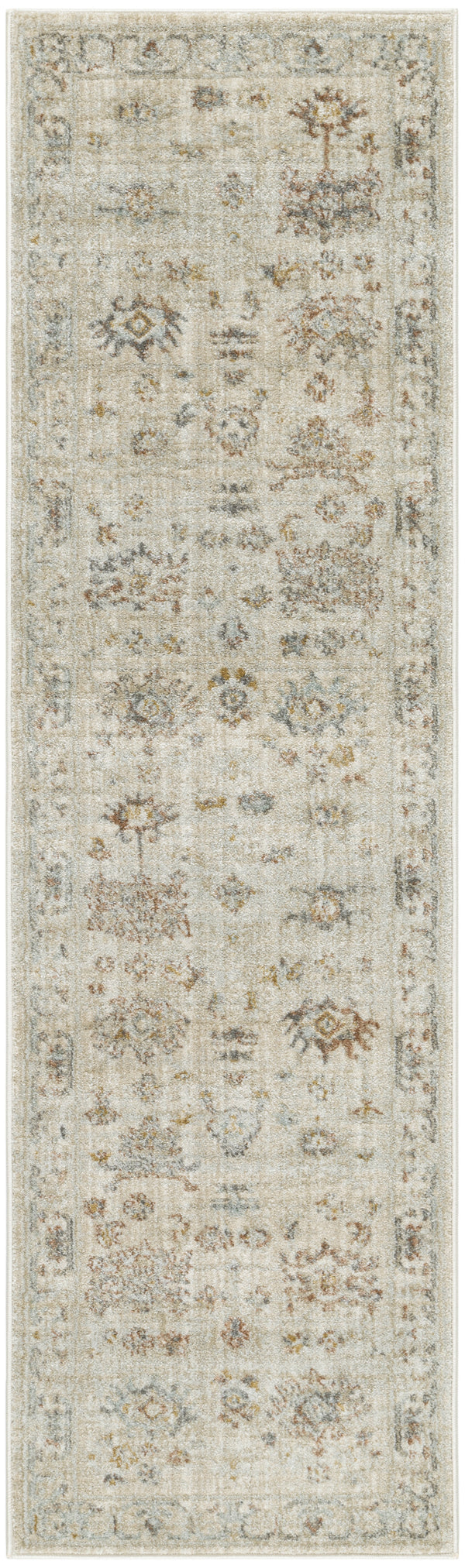 Homeroots 8' Beige And Brown Oriental Power Loom Distressed Runner Rug With Fringe  Polypropylene 533484