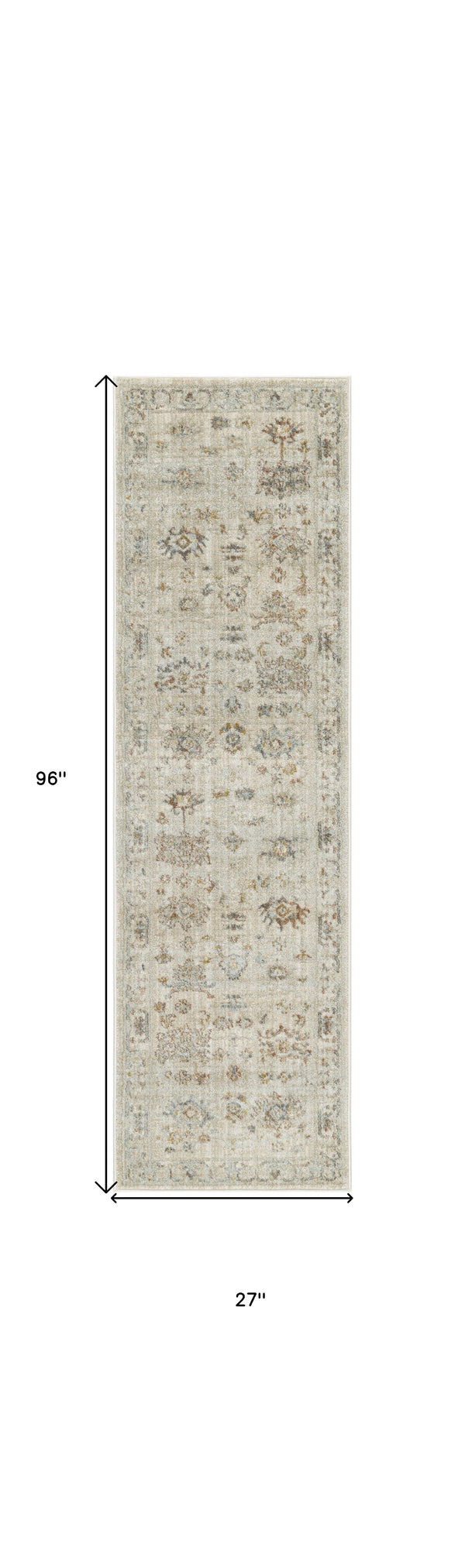 Homeroots 8' Beige And Brown Oriental Power Loom Distressed Runner Rug With Fringe  Polypropylene 533484