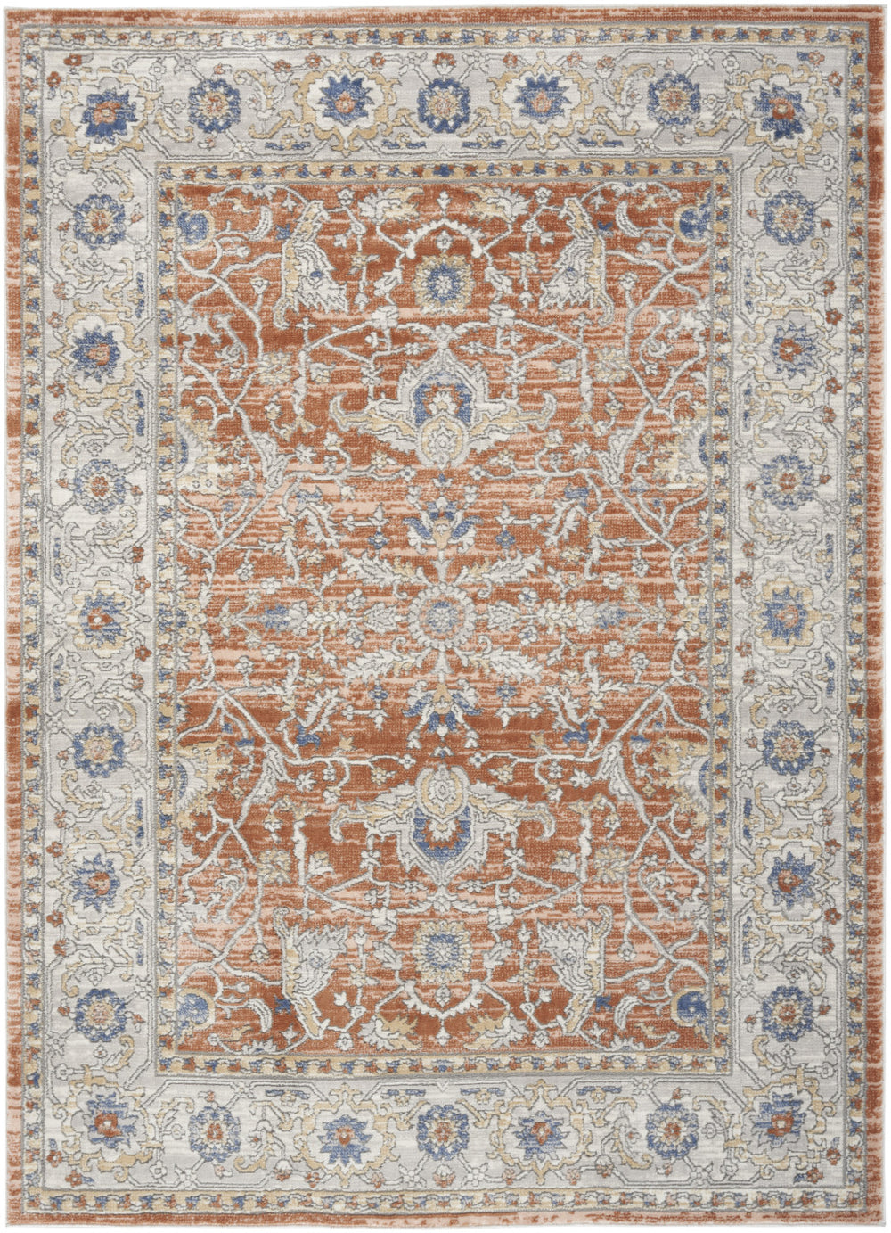 Homeroots 5' X 7' Gray And Red Oriental Power Loom Area Rug  Polypropylene,Polyester 533541