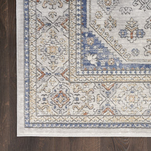 HomeRoots 7' Blue and Gray Medallion Area Rug - Timeless Design, Durable Power Loomed Construction for Any Room 7' X 9' 533548