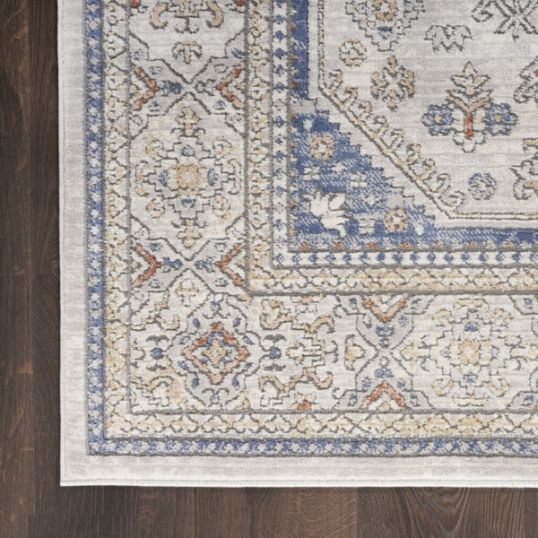 HomeRoots 7' Blue and Gray Medallion Area Rug - Timeless Design, Durable Power Loomed Construction for Any Room 7' X 9' 533548