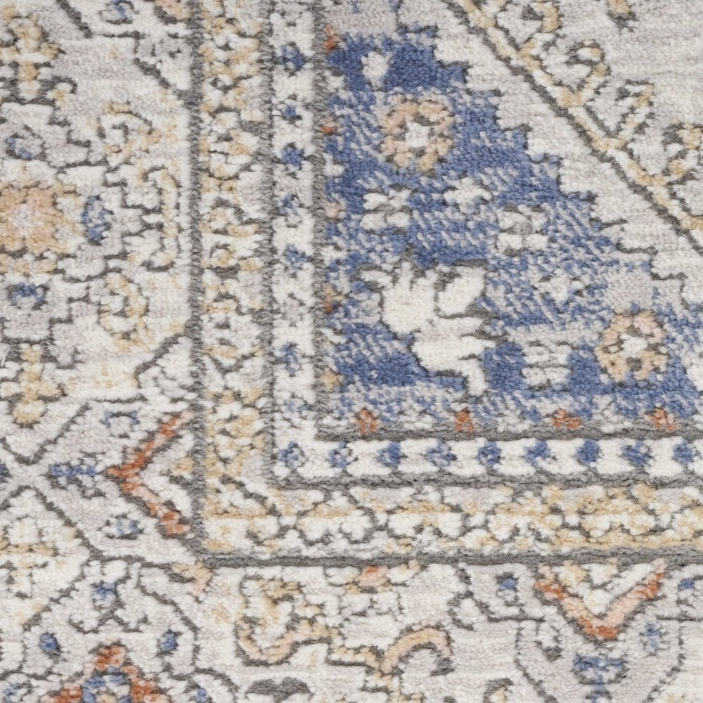 HomeRoots 7' Blue and Gray Medallion Area Rug - Timeless Design, Durable Power Loomed Construction for Any Room 7' X 9' 533548