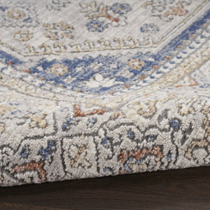 HomeRoots 7' Blue and Gray Medallion Area Rug - Timeless Design, Durable Power Loomed Construction for Any Room 7' X 9' 533548