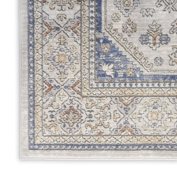 HomeRoots 7' Blue and Gray Medallion Area Rug - Timeless Design, Durable Power Loomed Construction for Any Room 7' X 9' 533548
