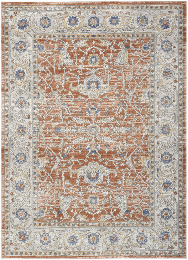Homeroots 7' X 9' Gray And Red Oriental Power Loom Area Rug  Polypropylene,Polyester 533549