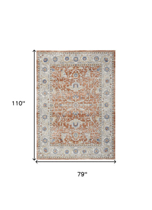 Homeroots 7' X 9' Gray And Red Oriental Power Loom Area Rug  Polypropylene,Polyester 533549