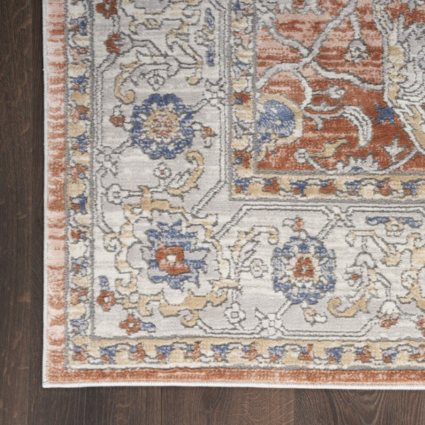 HomeRoots 7' Elegant Gray and Red Oriental Power Loom Area Rug - Timeless Style for Any Room Décor 7' X 9' 533549